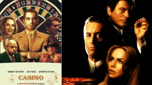 Set in the world of Las Vegas casinos, Casino explores the rise and fall of a casino executive (Robert De Niro) and his enforcer (Joe Pesci)