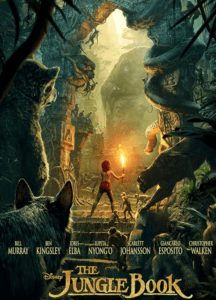 Mowgli standing confidently in the jungle, surrounded by CGI animals, highlighting the film’s stunning blend of live-action and digital effects.