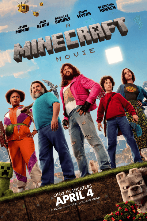 Release date - April 4, 2025, Film - A Minecraft Movie, Director - Jared Hess, Cast - Jason Momoa, Jack Black, Danielle Brooks, Emma Myers, and Sebastian Hansen.,