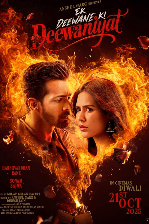 Ek Deewane Ki Deewaniyat (2025), directed by Milap Zaveri, is a Hindi romantic drama starring Harshvardhan Rane, Sonam Bajwa, and Amitabh Bachchan, releasing theatrically on Diwali, October 21.