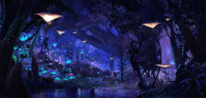 Pandora jungle environment showcasing bioluminescent lighting and immersive Avatar visual language