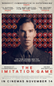 Official poster of The Imitation Game, one of the best biopic movies of all time starring Benedict Cumberbatch as Alan Turing.