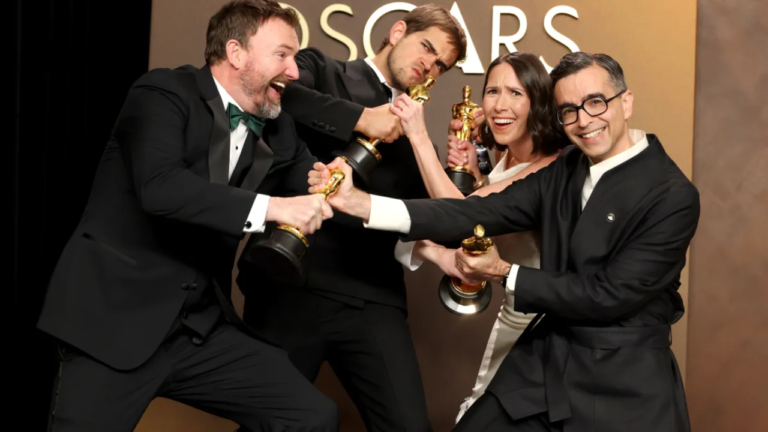 Oscars 2026 winners Sam A. Davis, Natalie Musteata and Alexandre Singh celebrate rare tie for Best Live Action Short with The Singers and Two People Exchanging Saliva