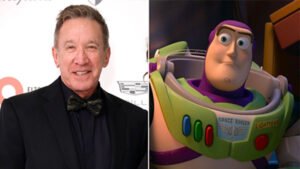 Toy Story 5 Cast Guide: Meet the Voices Behind Woody, Buzz Lightyear, Lilypad and More 2 Tim Allen pictured beside Buzz Lightyear, the Space Ranger character he voices in Toy Story 5.