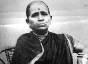portrait of Saraswati Phalke, India's first female film editor and an early pioneer of Indian cinema.