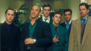 Financial criminals in films: Cast of Boiler Room, a drama centred on stock market fraud and financial scams.