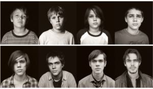 The Discrepancy of Shooting: Why Every Film Has a Different Journey 1 Film Boyhood: A black-and-white collage from Boyhood showing Mason at different ages, illustrating the character's real-life growth over the film's 12-year production.