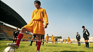 Stephen Chow’s Kung Fu Soccer film poster for the martial arts football comedy.