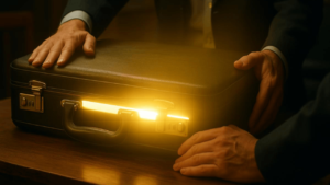 MacGuffin in cinema represented by a mysterious briefcase driving a film's narrative.