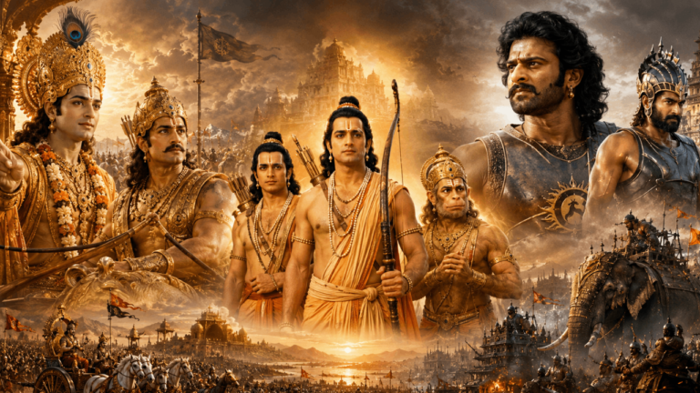 The changing face of mythology in Indian cinema, from classic mythological films to modern epic fantasy